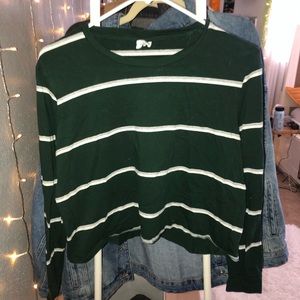 Green striped crop top